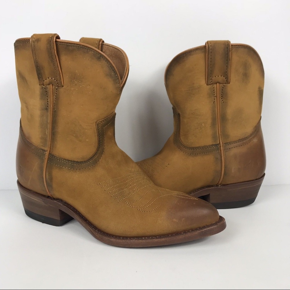 Frye Billy Short Cowboy Boots 6 Tan